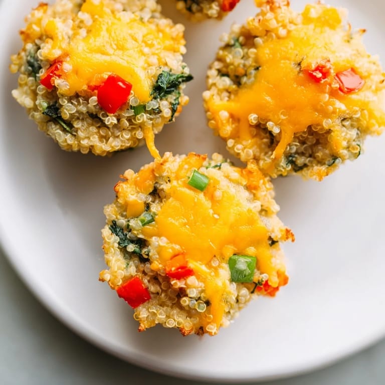Freshly baked Baked Cheddar Quinoa Bites, smelling of herbs and cheese, are ready to be served warm.