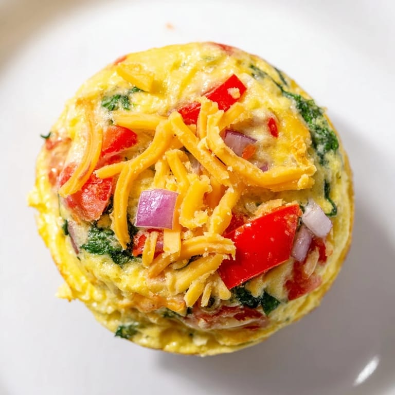 Delicious, fluffy Veggie Egg Muffins, showcasing a perfect cross-section of spinach and savory cheese.