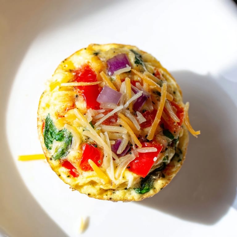 A close-up of steaming Veggie Egg Muffins, served with fresh cherry tomatoes, ideal for meal prep.