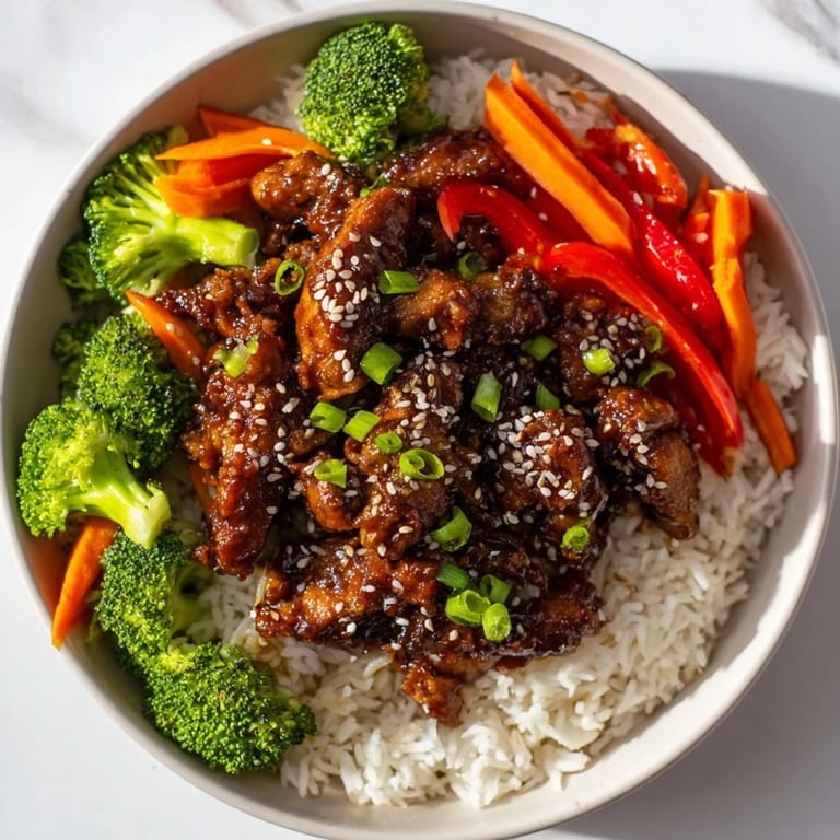 Close-up of savory teriyaki chicken atop a bed of rice, perfect for a flavorful weeknight meal.