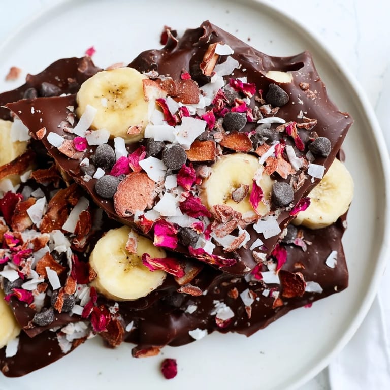 This refreshing Chocolate Banana Bark features a frozen layer of chocolate over banana slices.