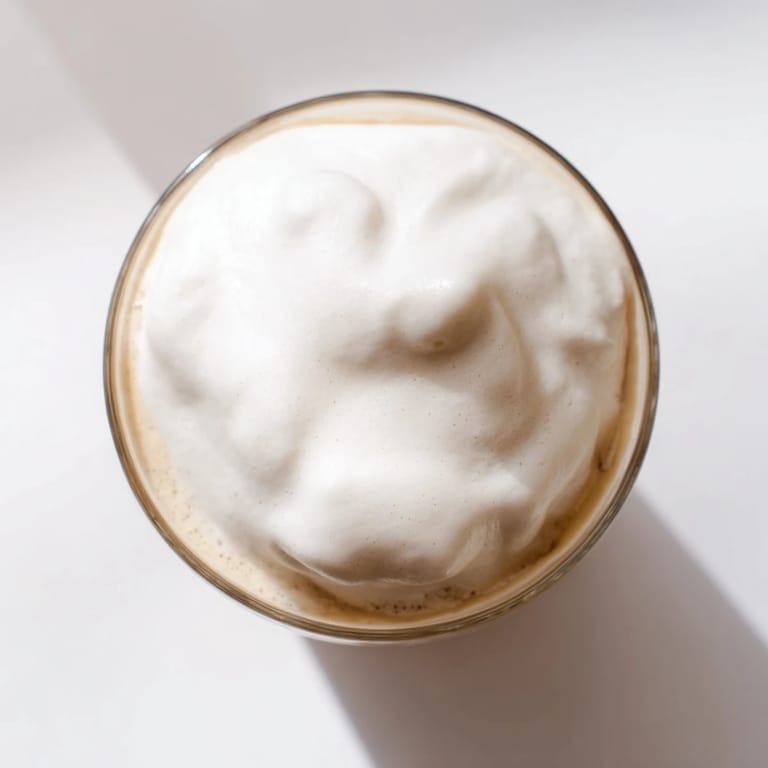 Homemade Starbucks Cold Foam recipe, light and airy, layered beautifully on an iced latte, looks so delicious!
