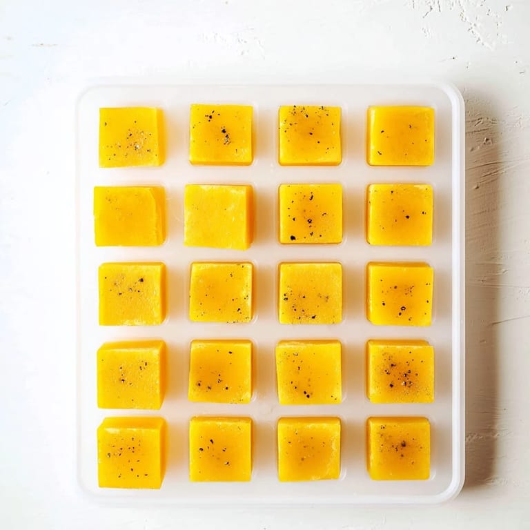 A close-up shows vibrant orange-hued Lemon Ginger Turmeric Wellness Cubes, garnished with fresh ginger slices and turmeric roots for a natural, earthy aesthetic.