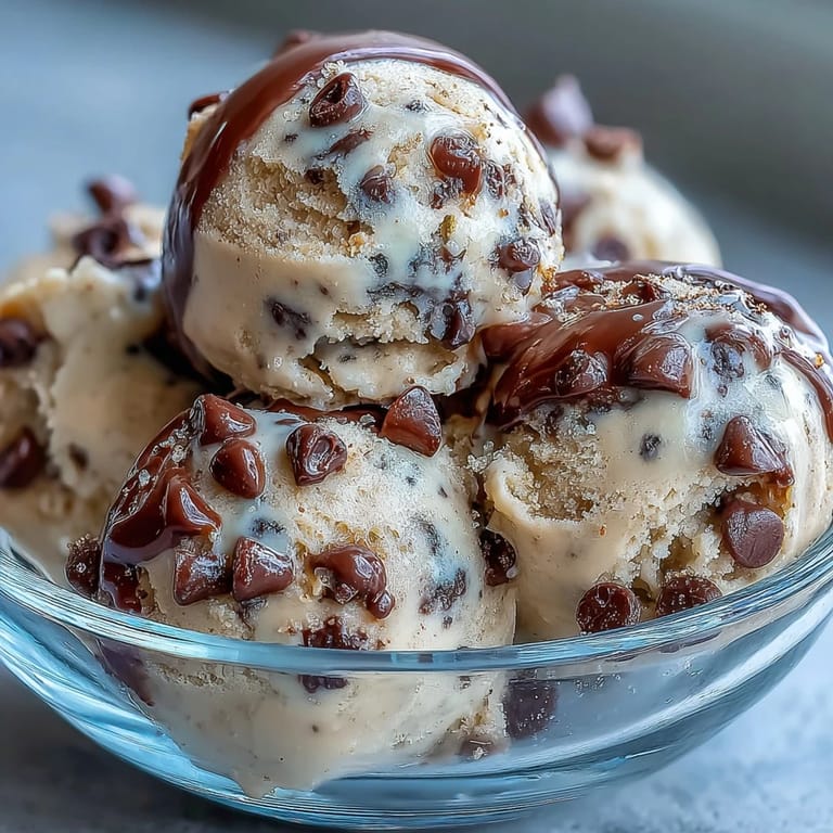 A wooden scoop lifts a spoonful of Greek Yogurt Cookie Dough beside a cold glass of milk for a classic dessert treat.
