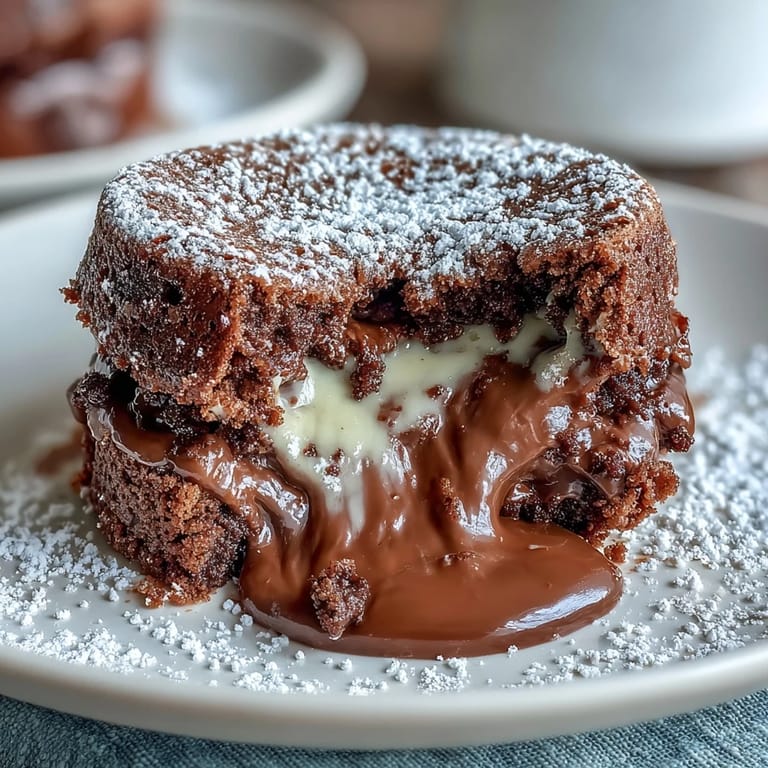 Warm individual hojicha lava cakes with creamy white chocolate and earthy tea flavors
