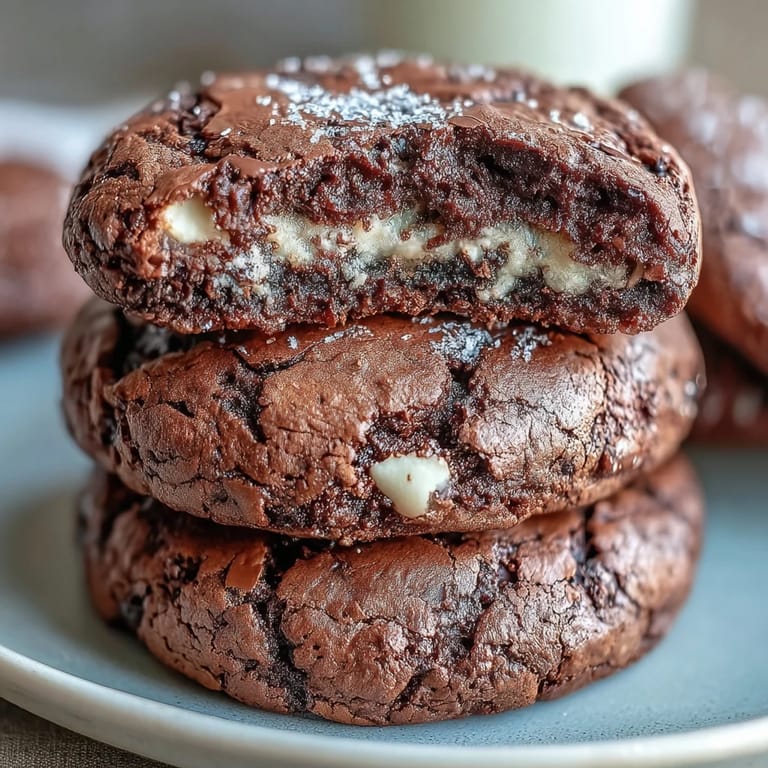 Chewy hojicha brownie cookies with white chocolate, offering a unique roasted tea flavor.