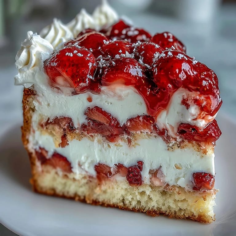 Layered strawberry shortcake trifle with juicy berries, soft shortcake, and clouds of whipped cream—perfect for Mothers Day celebrations.