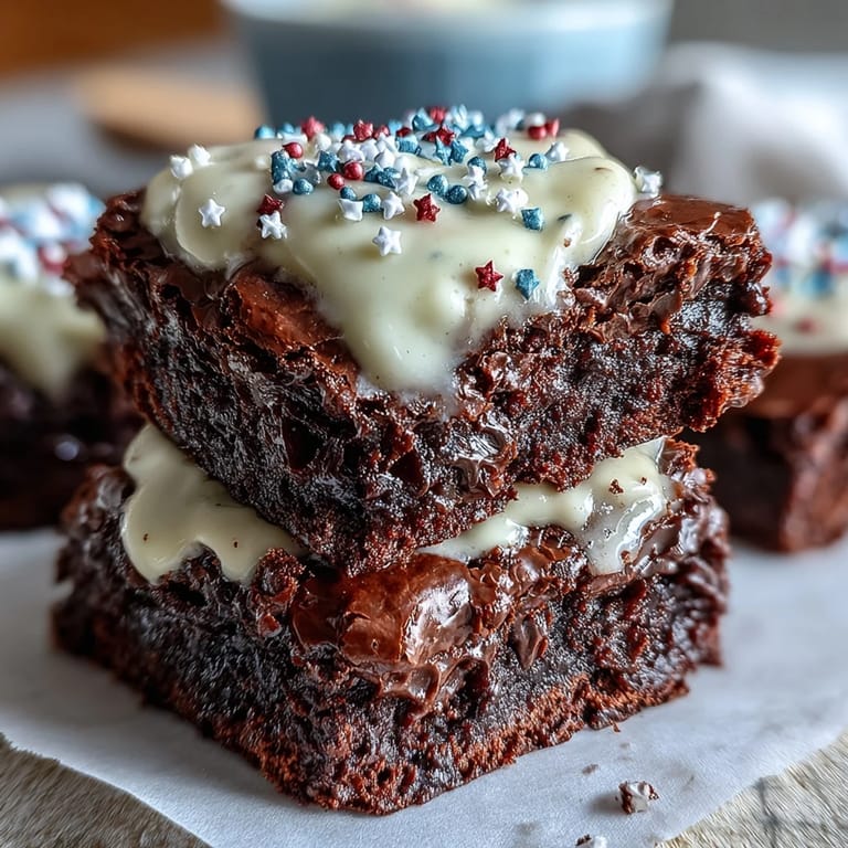 Bite-sized fudgy brownie bites topped with fluffy vanilla frosting and festive sparkler decorations for Fourth of July.