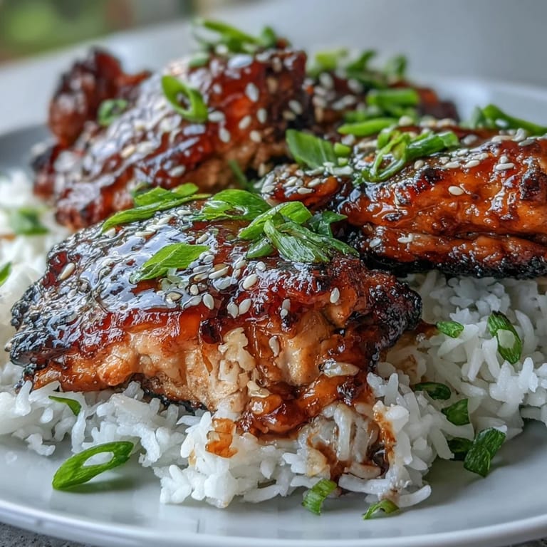 3. Juicy honey garlic chicken, cooked to perfection in a sticky glaze, paired with aromatic rice for a comforting and flavorful meal.