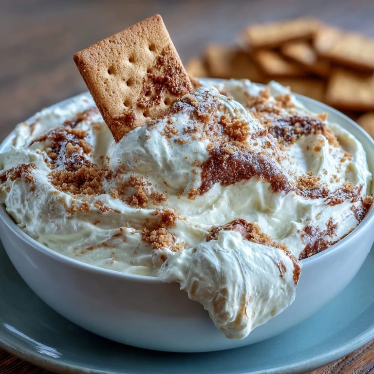 Velvety cheesecake dip paired with crisp graham crackers, an easy 3-ingredient dessert everyone will love.