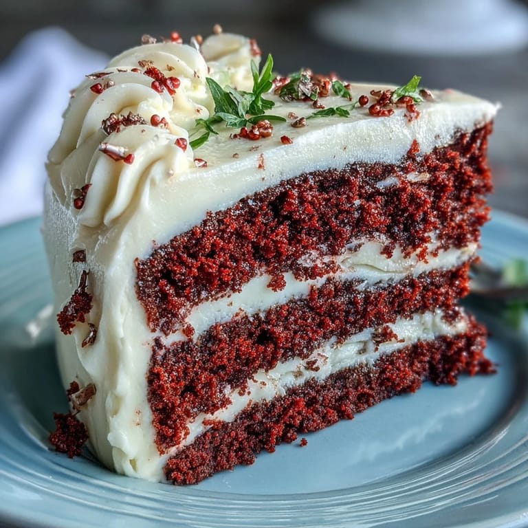 Decadent Juneteenth cake layered with rich crimson velvet and smooth frosting.