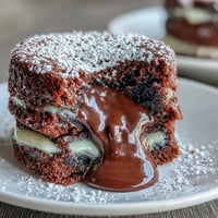 Hojicha lava cake with molten white chocolate center and roasted green tea ganache