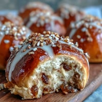 Soft, spiced hot cross buns with dried fruit, topped with a glossy citrus glaze and perfect for spring.  