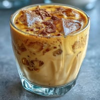 Vibrant Turmeric Golden Milk Iced Latte, creamy and spiced over ice.